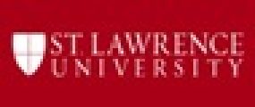 St. Lawrence University logo on a red background.